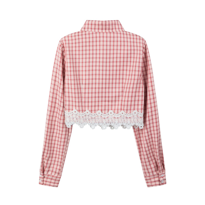 Lace checkered shirt