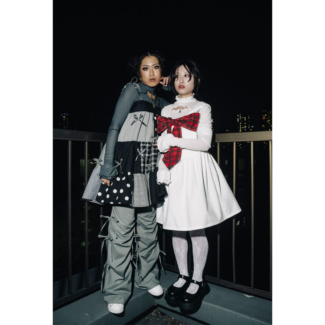 Patchwork Tiered Ribbon Onepiece