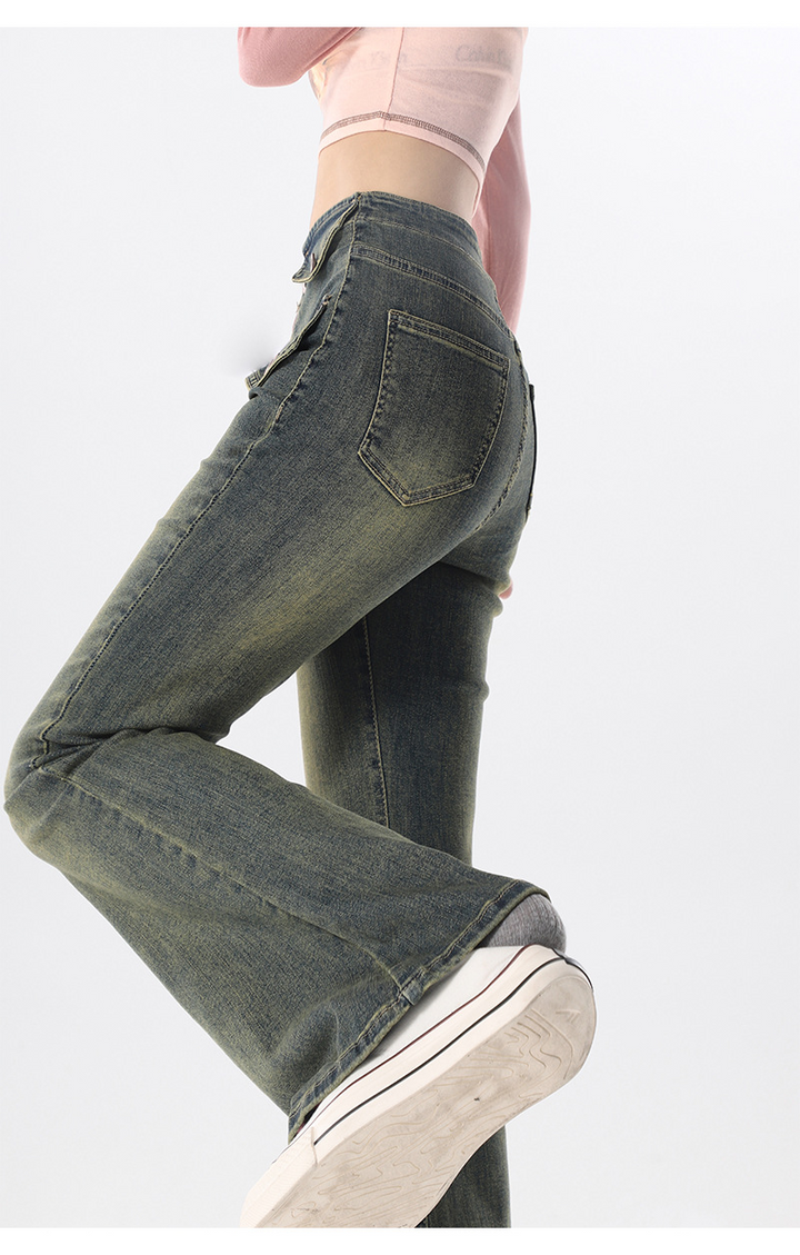 Front Design High Waist Flare Pants