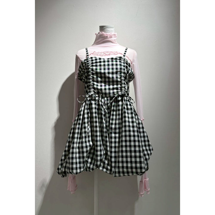 Shirring Tuck Balloon Mini Onepiece