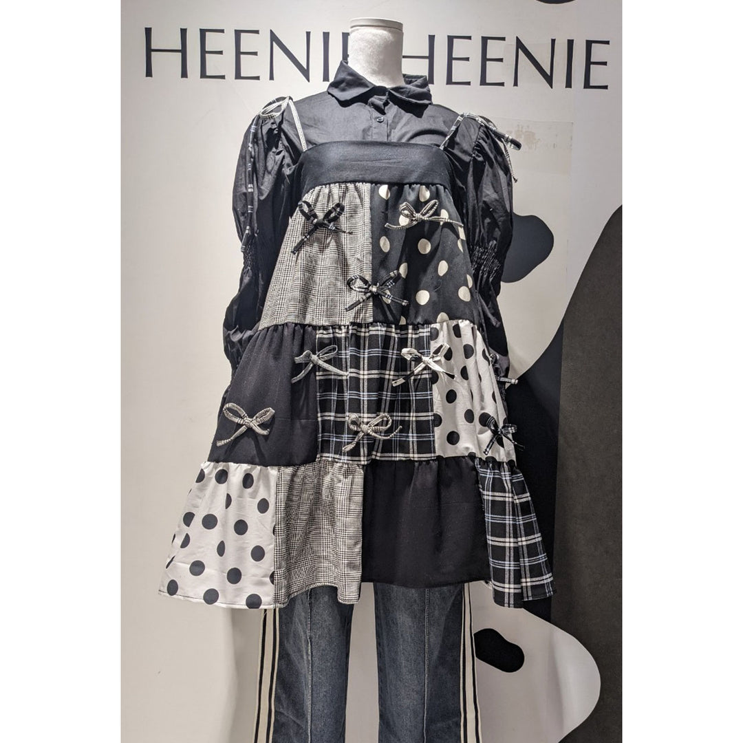 Patchwork Tiered Ribbon Onepiece