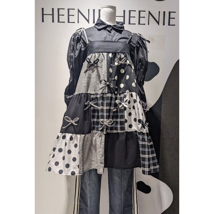 Patchwork Tiered Ribbon Onepiece