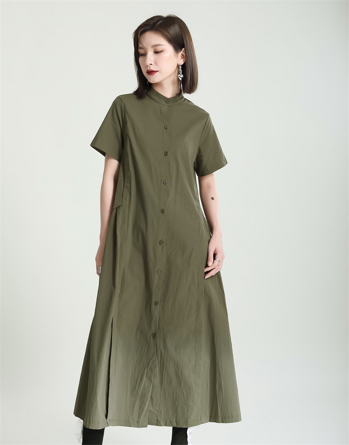 No Collar Shirt Onepiece