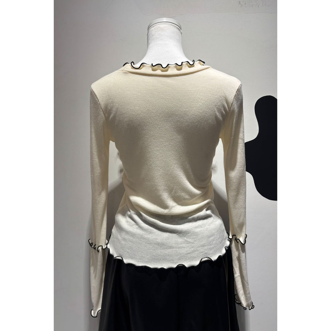 Rib Mellow Ribbon Tops Front ribbon / Big ribbon / Sleeve ribbon