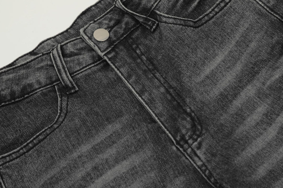 Burning Cross Belt Bell Bottm Denim Pants