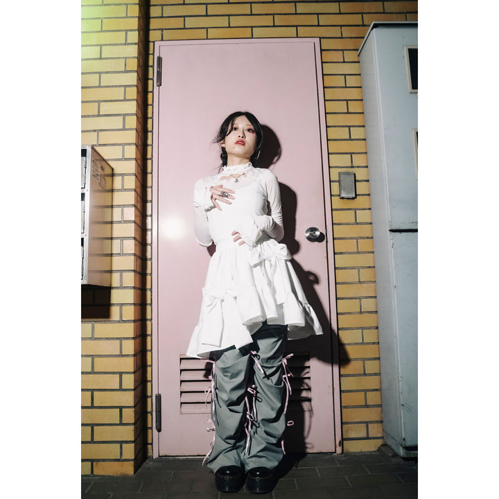 High-neck Revealing Sheer Long Sleeve Tops