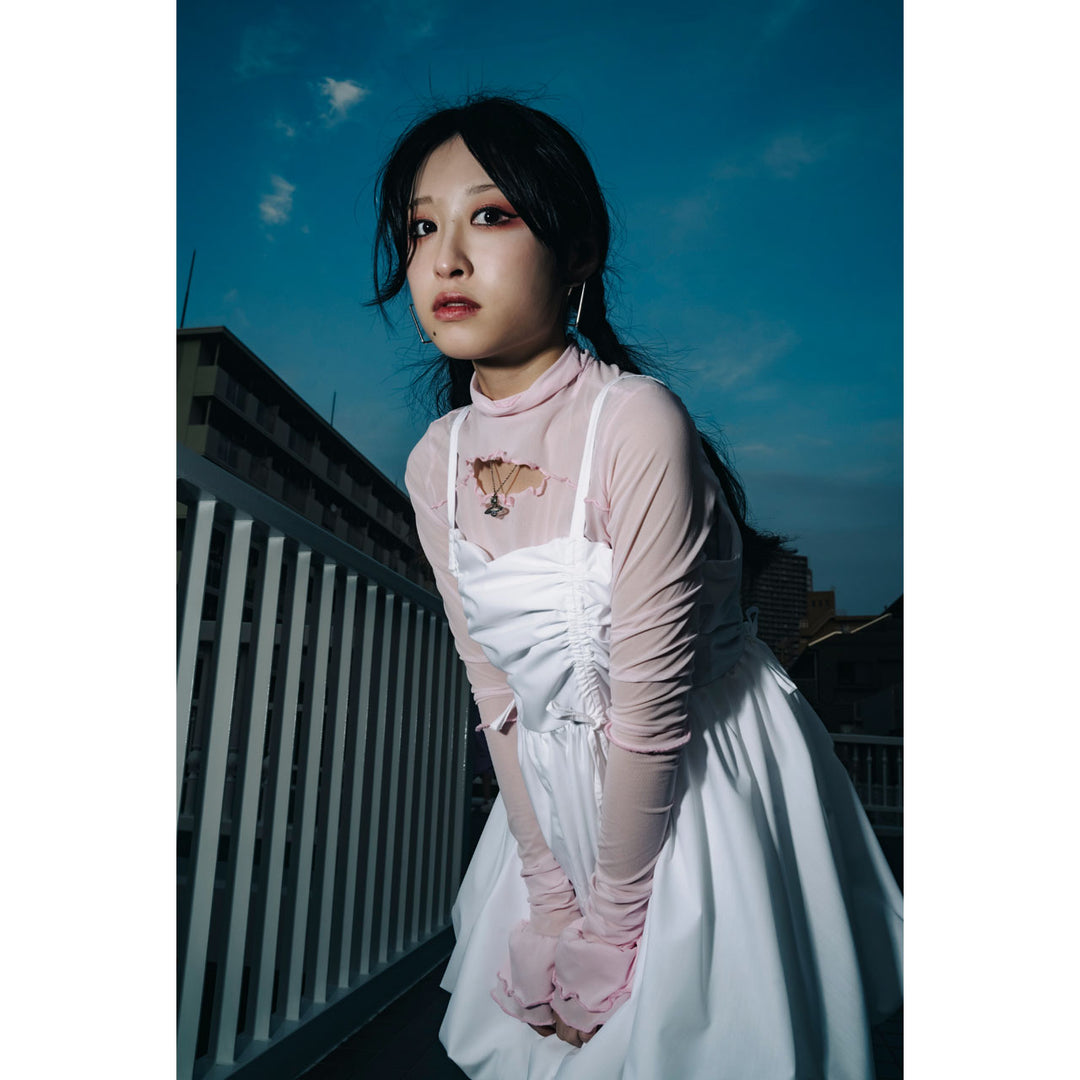 Shirring Tuck Balloon Mini Onepiece