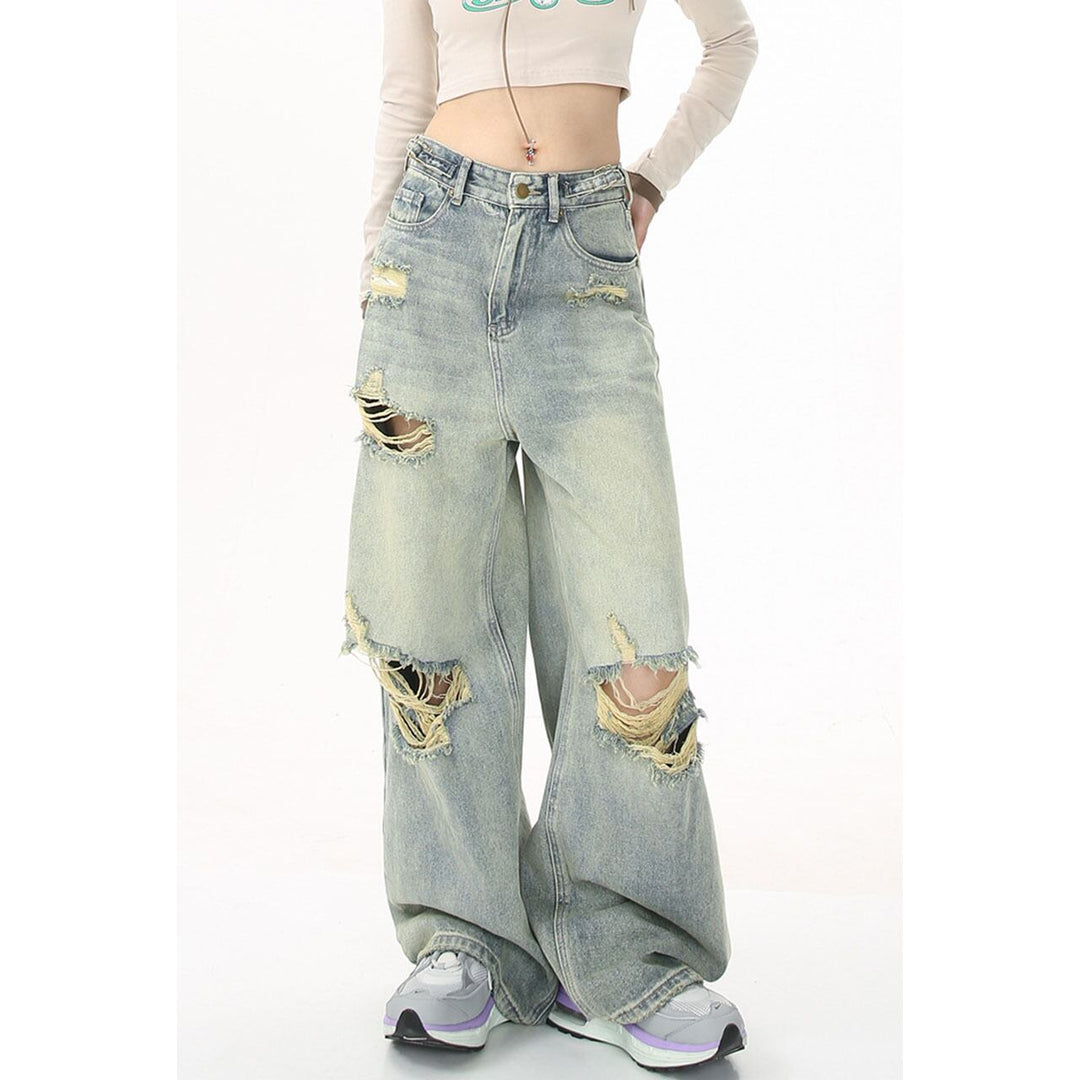 Baggy Silhouette Damage Denim Jeans