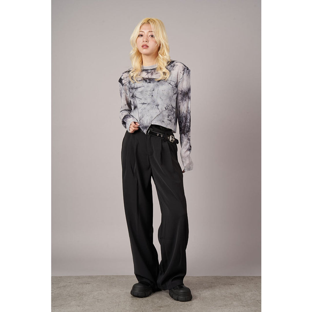Diagonal Design Waist Straight Pants
