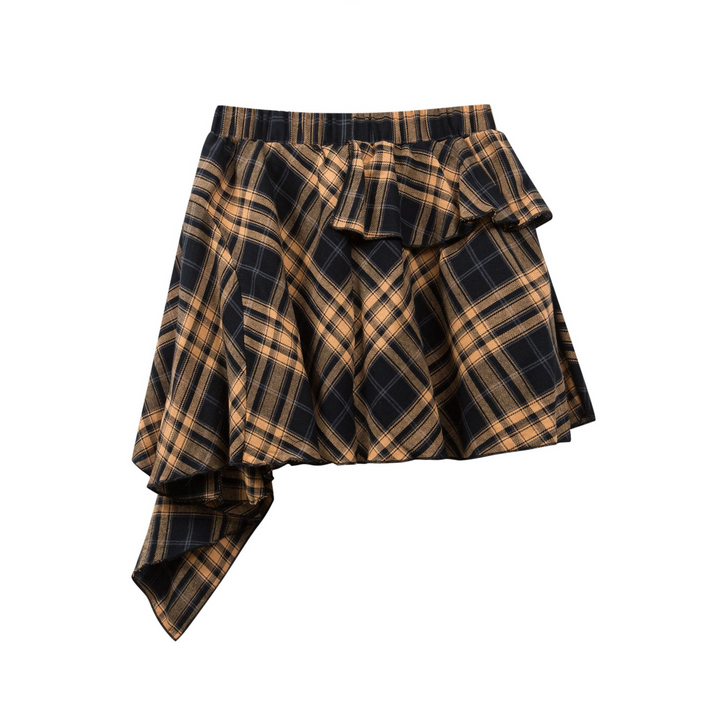 Asymmetry Check Mini Skirt