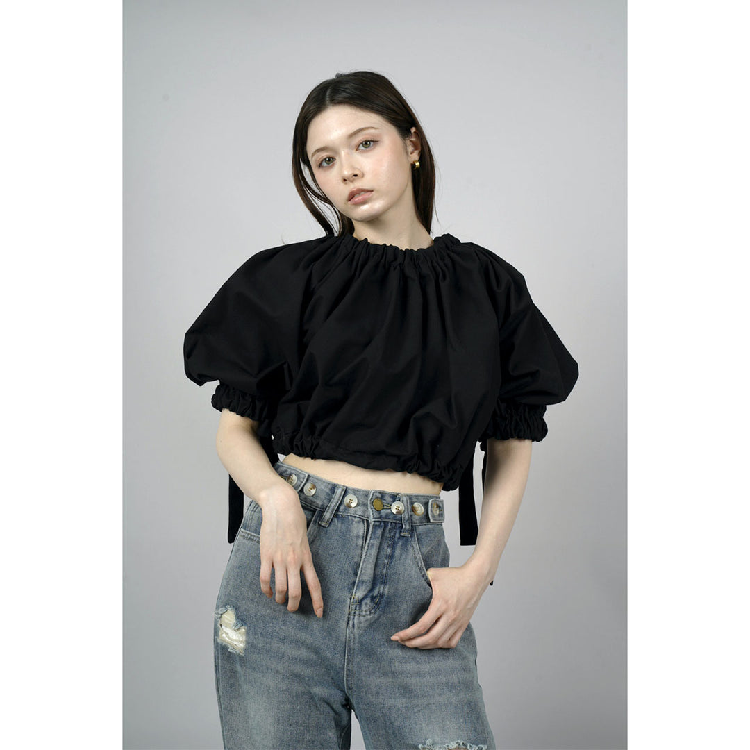 Gathered Shirring Short Shirt