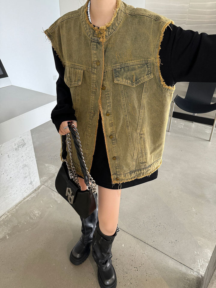 Cowboy denim vest jacket