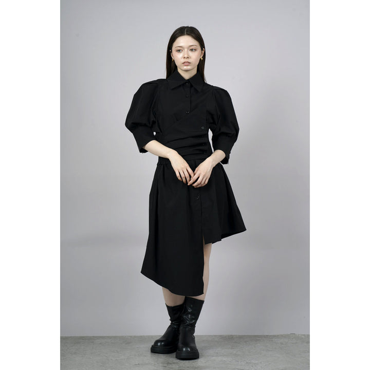 Waist slim waist belt shirt onepiece