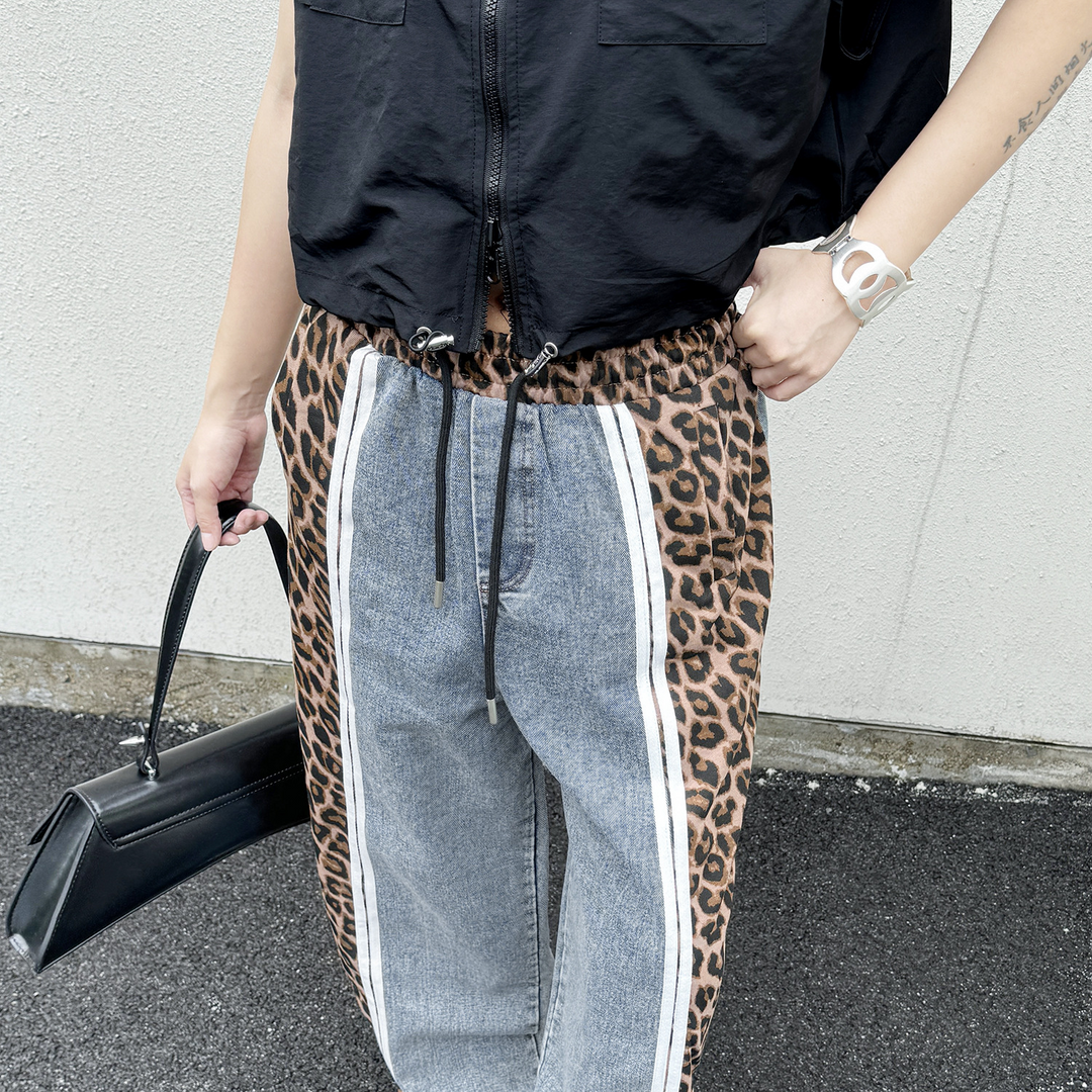 Leopard loose niche design casual pants