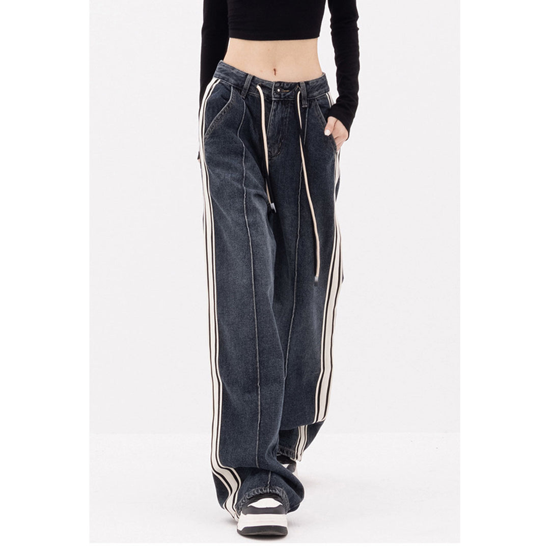 Side Lines Drawstring Denim Jeans