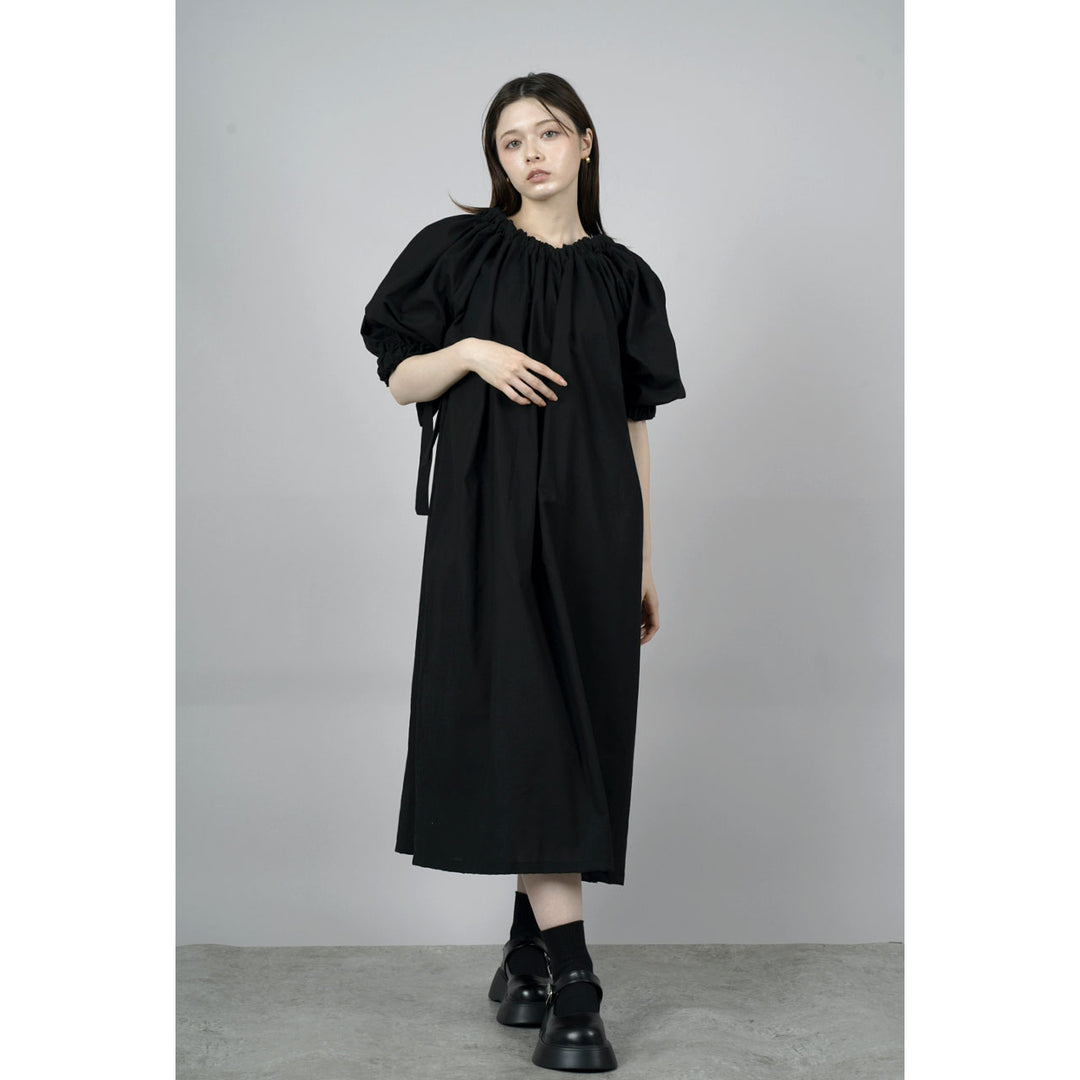 Gathered Shirring Long Onepiece