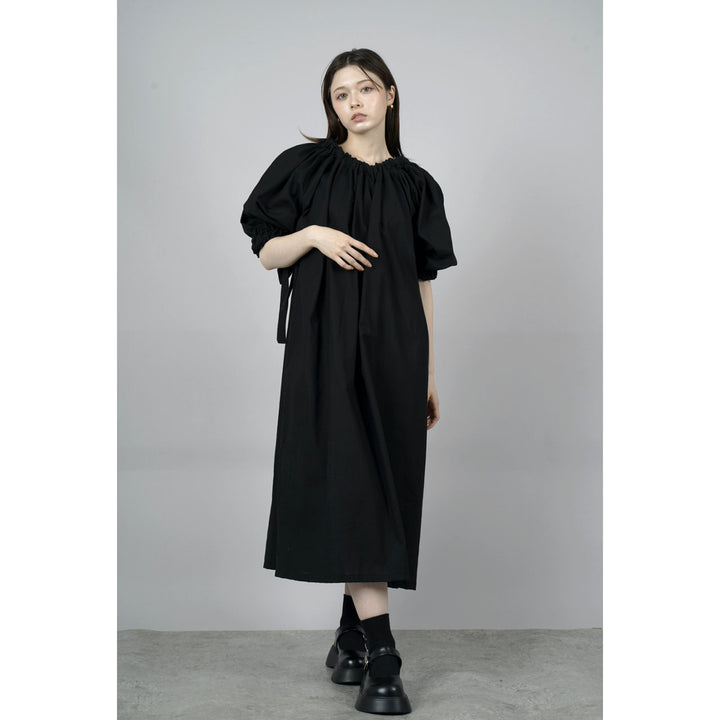 Gathered Shirring Long Onepiece