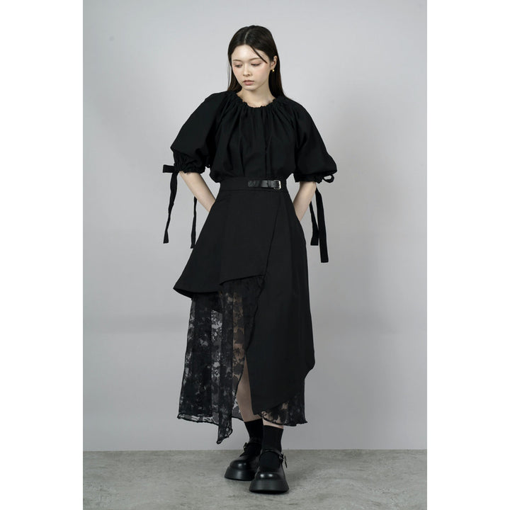 Asymmetry Flare Lace Layered Skirt