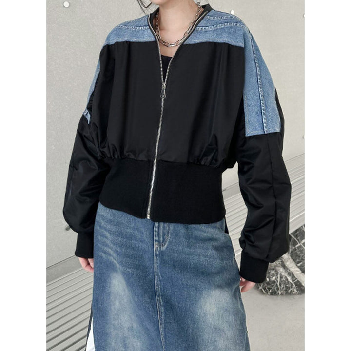 Denim Switching Waist Rib Jacket
