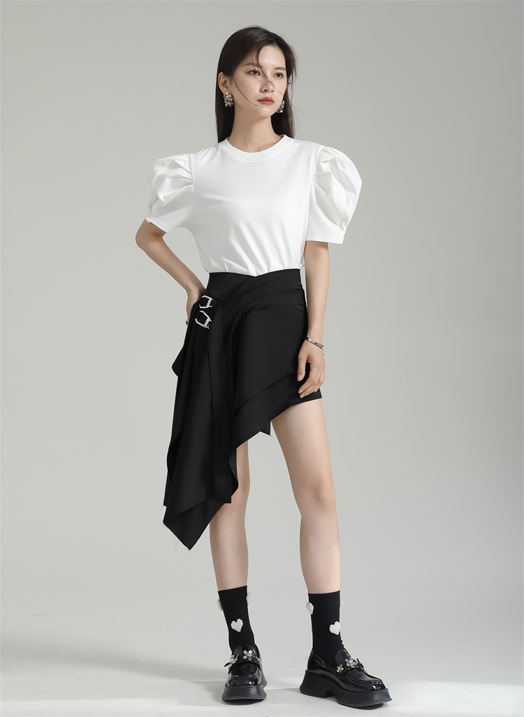 Asymmetry Length Drape Mini Skirt