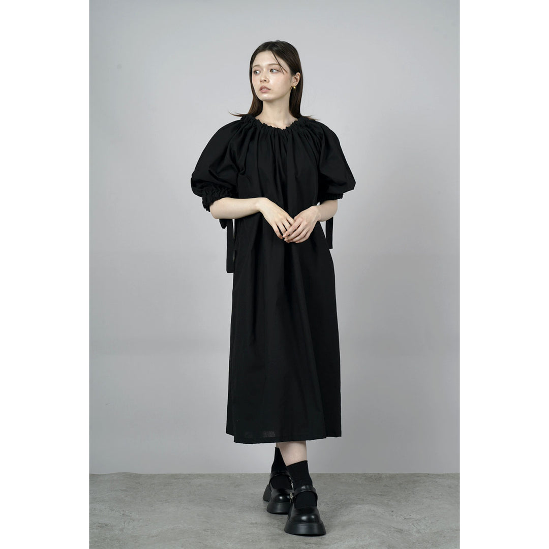 Gathered Shirring Long Onepiece