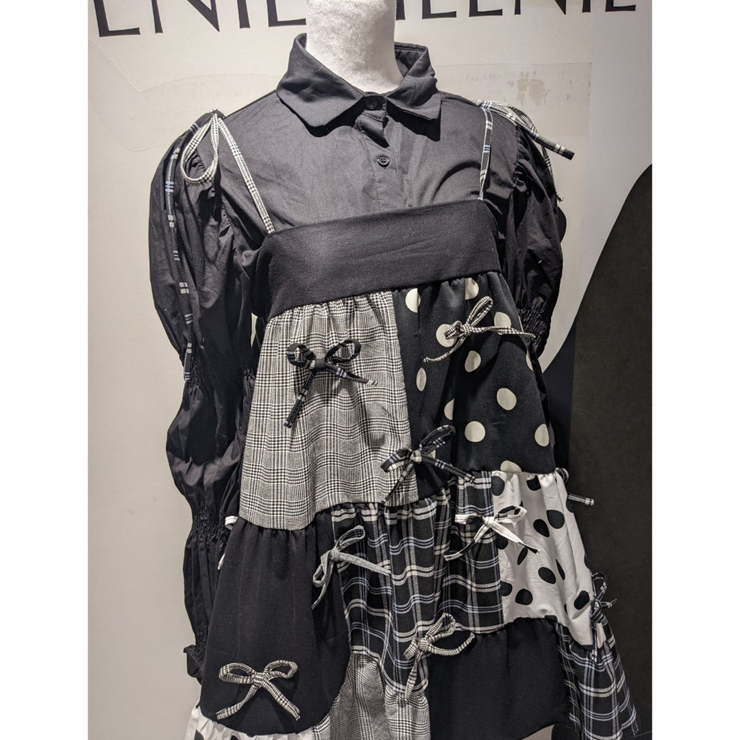 Patchwork Tiered Ribbon Onepiece