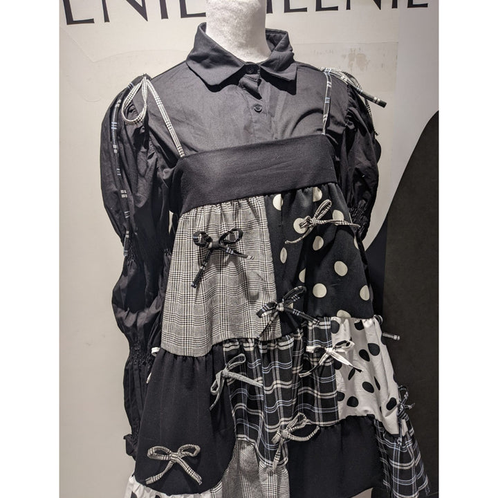 Patchwork Tiered Ribbon Onepiece