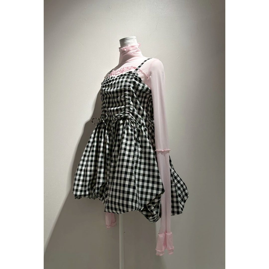 Shirring Tuck Balloon Mini Onepiece