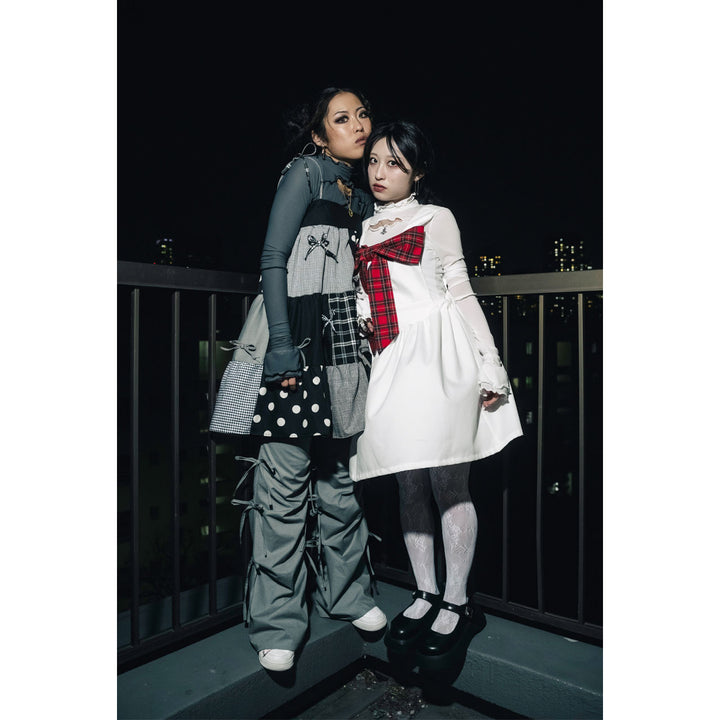 Patchwork Tiered Ribbon Onepiece