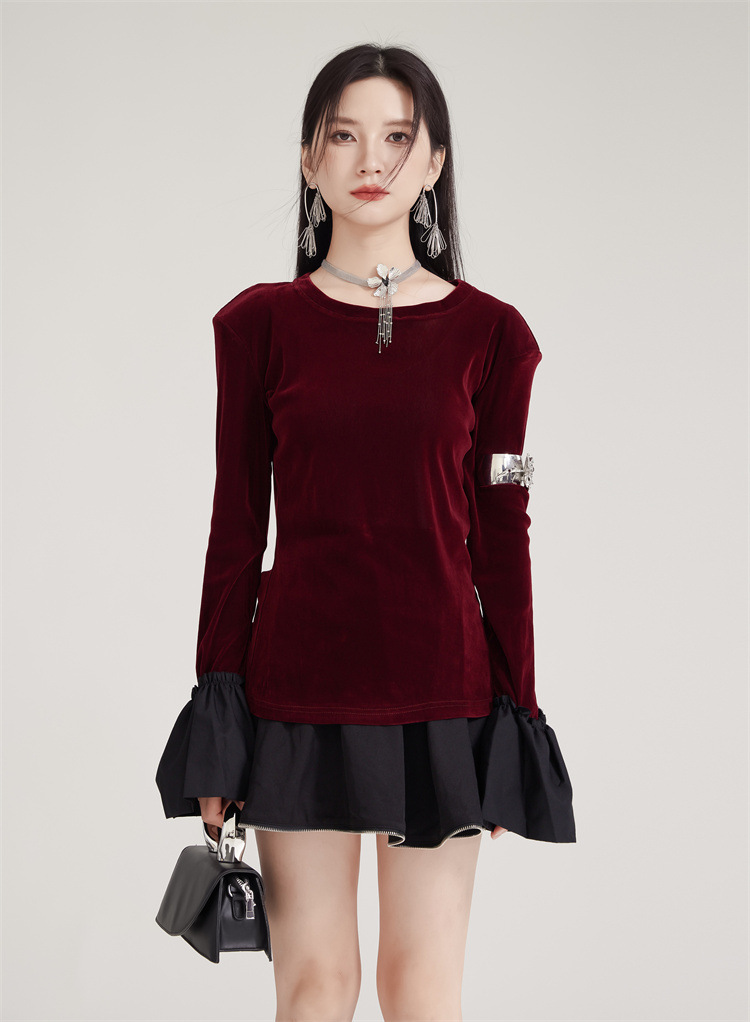 Velvet Long Flare Sleeve Pullover