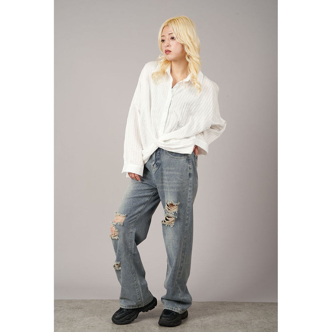 Cut Off Damage Denim Jeans