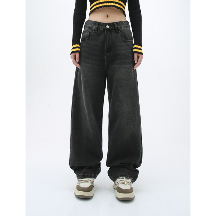 Carmour denim retro color wide-leg pants