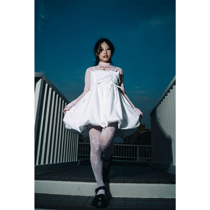 Shirring Tuck Balloon Mini Onepiece