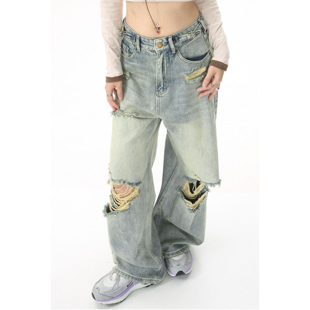 Baggy Silhouette Damage Denim Jeans