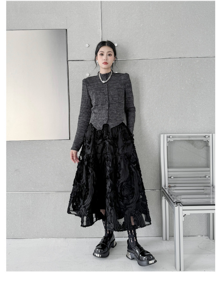 Three-dimensional pattern western a-shaped skirt