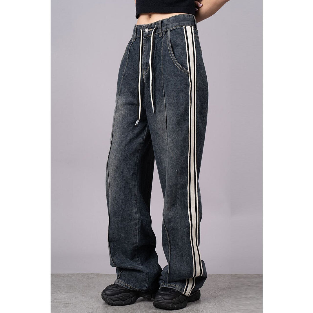 Side Lines Drawstring Denim Jeans