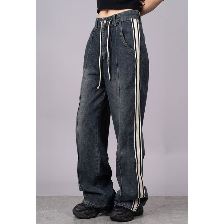 Side Lines Drawstring Denim Jeans
