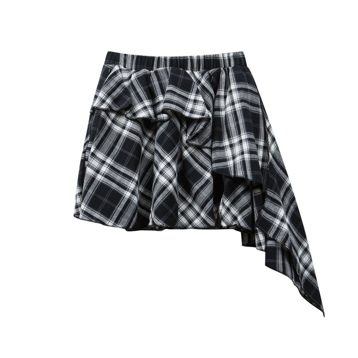 Asymmetry Check Mini Skirt