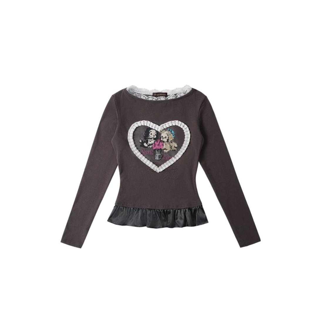 Heart Frill Long Sleeve T-shirt