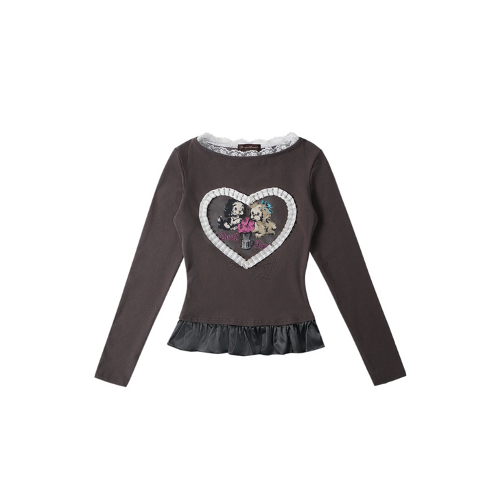 Heart Frill Long Sleeve T-shirt