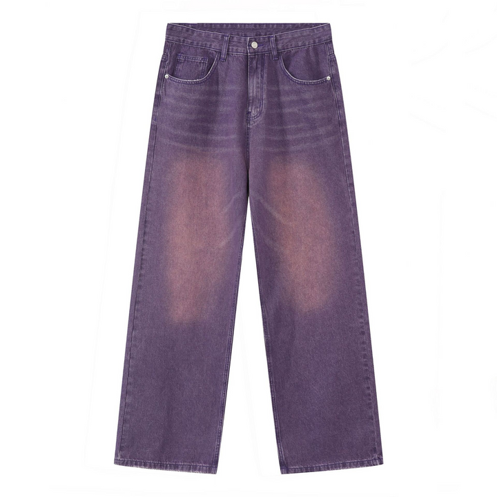 Carmour denim retro color wide-leg pants