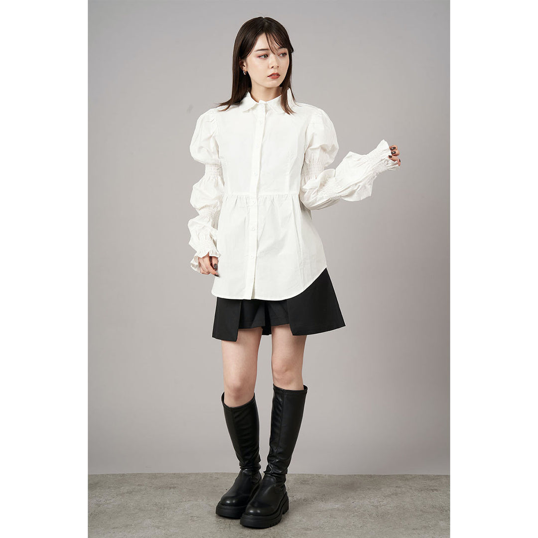 Shirring Virago Sleeve Tops