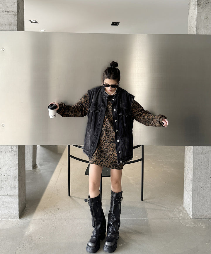 Cowboy denim vest jacket