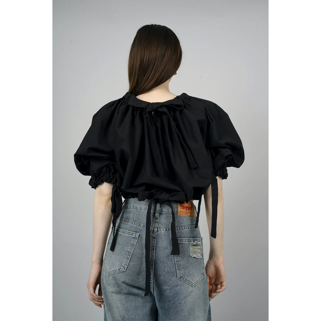 Gathered Shirring Short Shirt