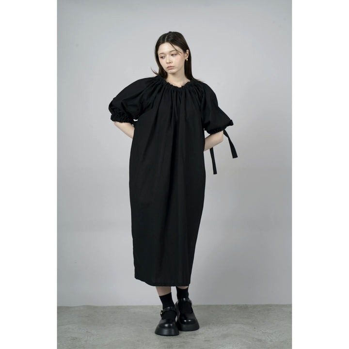 Gathered Shirring Long Onepiece