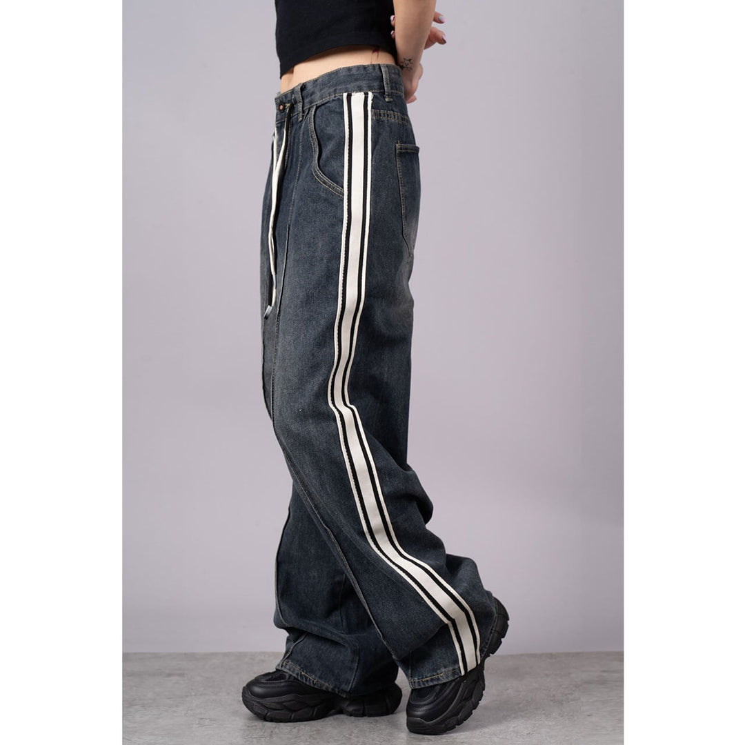 Side Lines Drawstring Denim Jeans