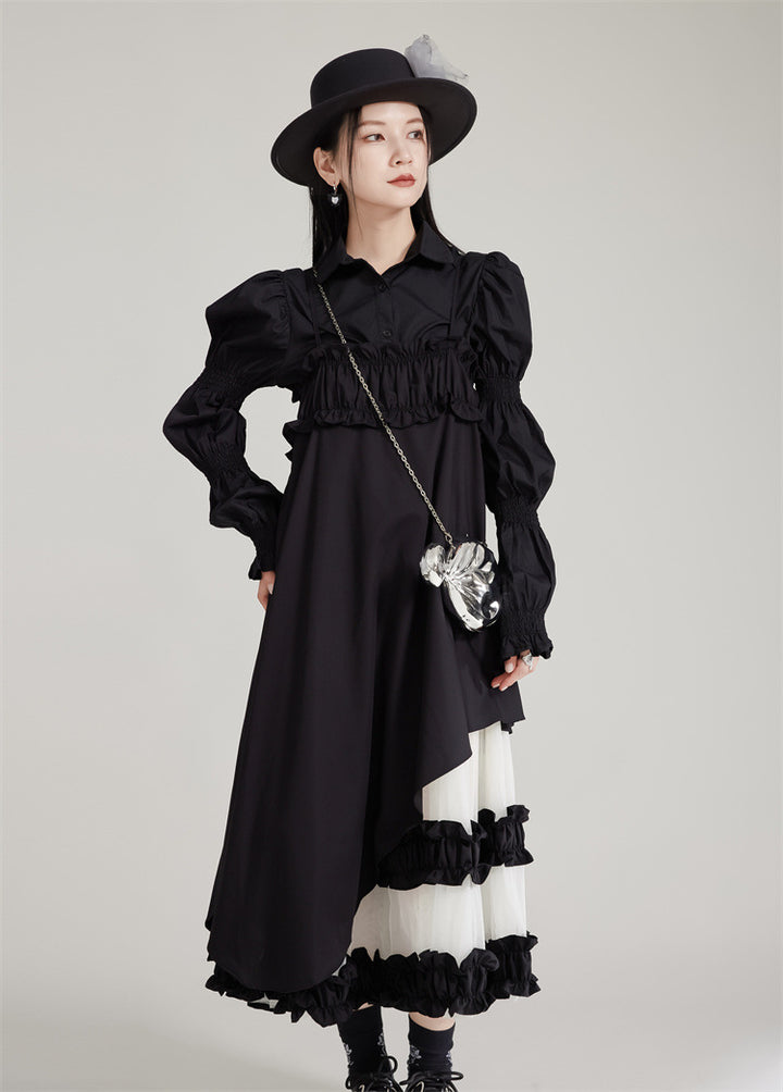 Suspenders Mesh Lace Patchwork A line Dress