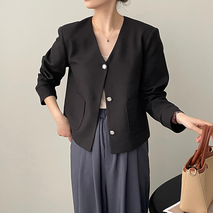 Simple collarless style jacket