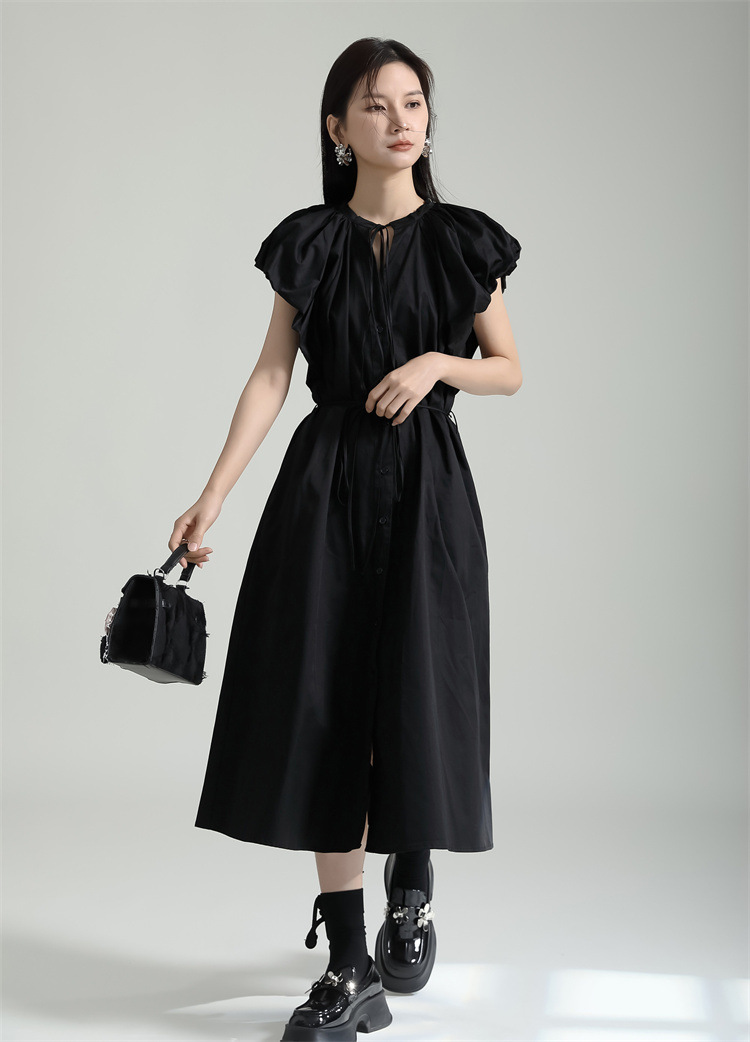 Gathered Sleeve Flare Onepiece