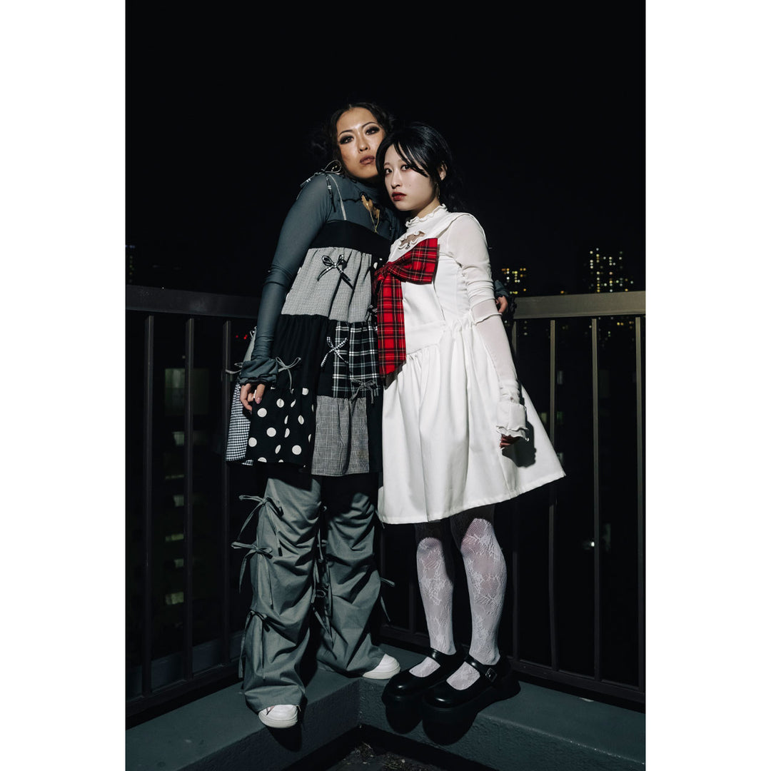 Patchwork Tiered Ribbon Onepiece